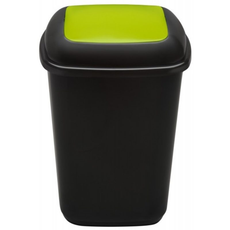 Cos plastic pentru reciclare selectiva, capacitate 90l, Plafor Quatro, negru cu capac verde